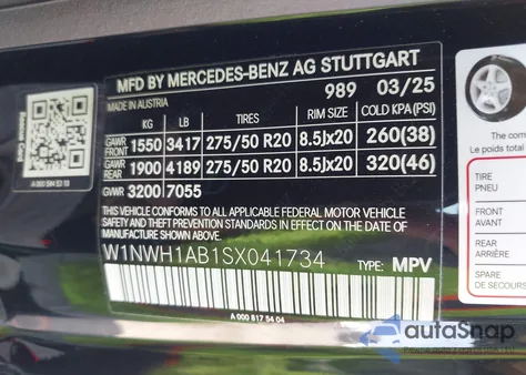 2025 Mercedes-Benz G 550 4Matic from USA, damaged, VIN W1NWH1AB1SX041734